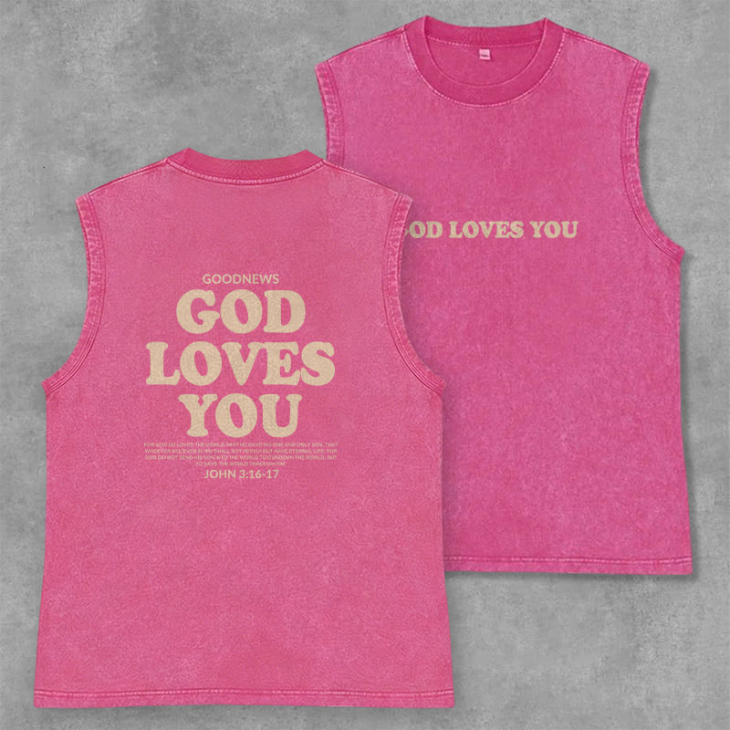 Christianartworkshop Canotta unisex lavata "Dio ti ama" - Rosa - 2XL - image 21