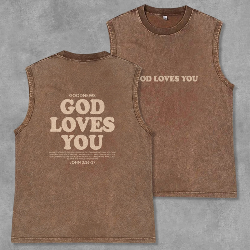 Christianartworkshop Canotta unisex lavata "Dio ti ama" - Marrone - 2XL - image 28