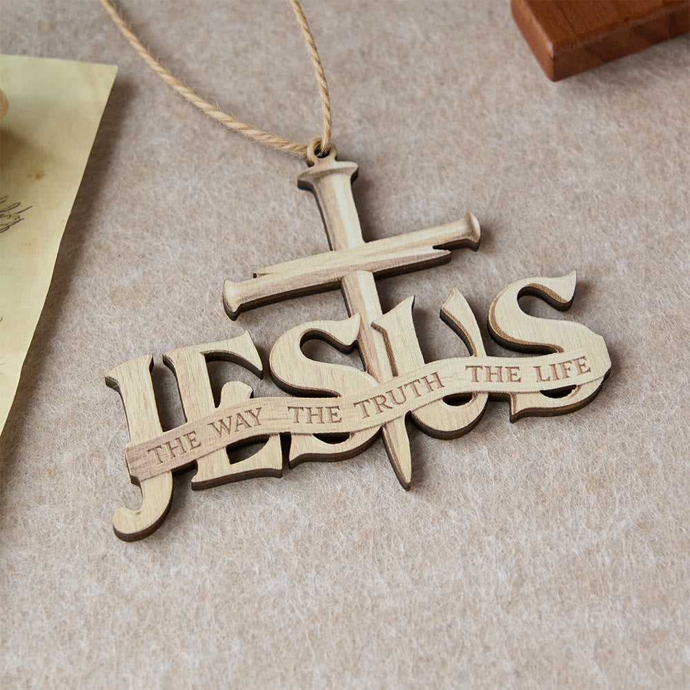 Christianartworkshop Croce di Gesù in legno da appendere: simbolo di verità e guida divina. - image 4