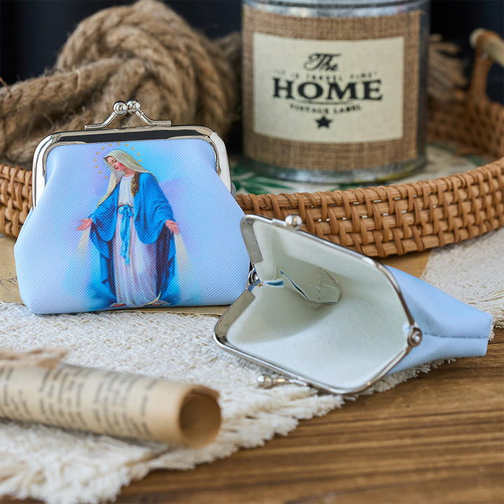 Christianartworkshop Sacchetto portarosario con chiusura a scatto della Madonna delle Grazie: un vaso sacro per i tesori dei fedeli. - image 2