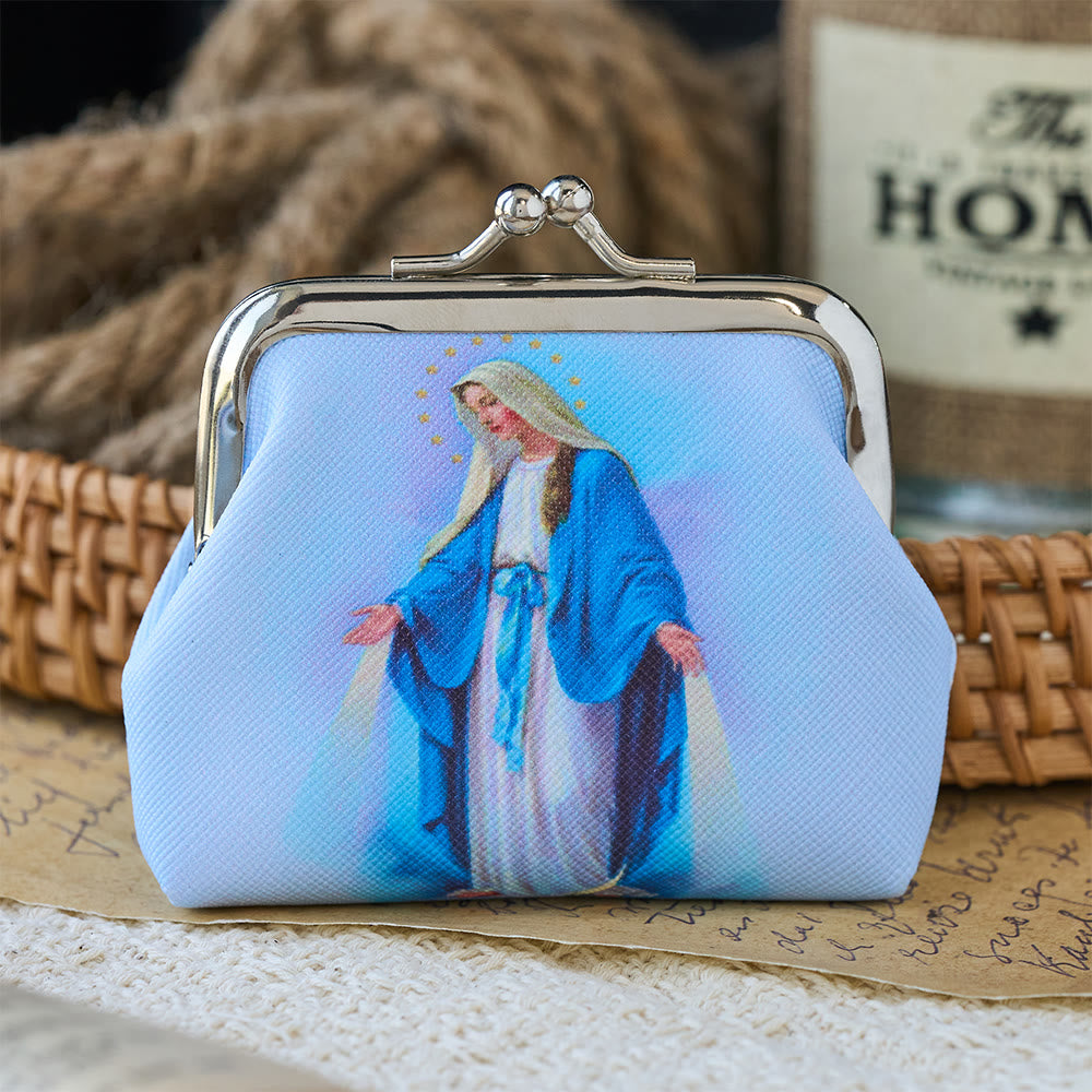 Christianartworkshop Sacchetto portarosario con chiusura a scatto della Madonna delle Grazie: un vaso sacro per i tesori dei fedeli. - image 4