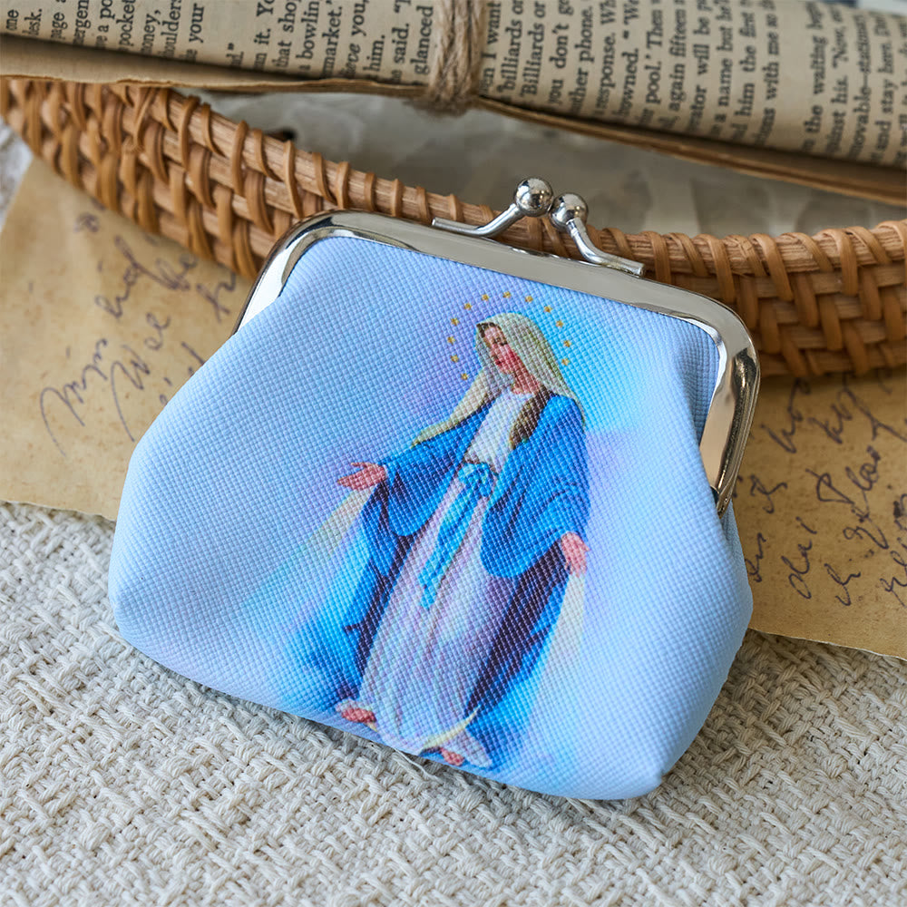 Christianartworkshop Sacchetto portarosario con chiusura a scatto della Madonna delle Grazie: un vaso sacro per i tesori dei fedeli. - image 5