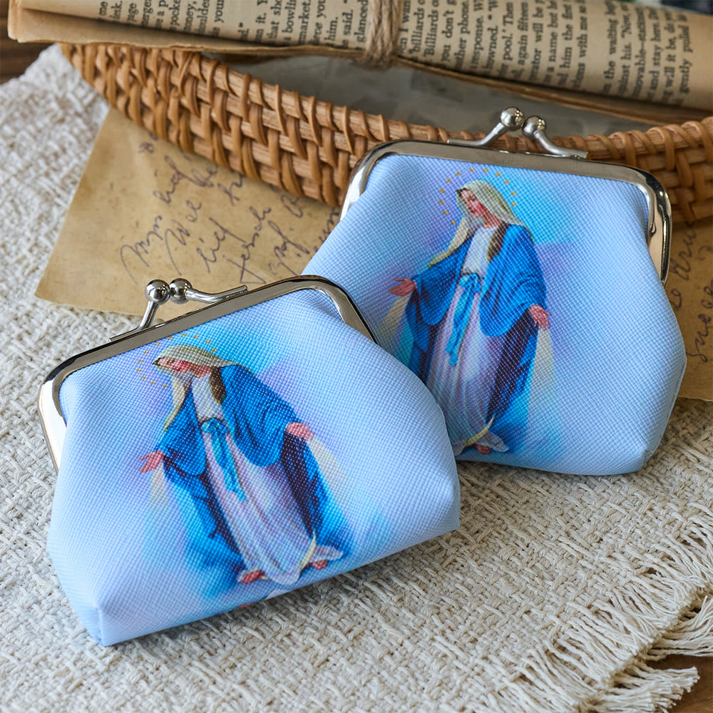 Christianartworkshop Sacchetto portarosario con chiusura a scatto della Madonna delle Grazie: un vaso sacro per i tesori dei fedeli. - image 1