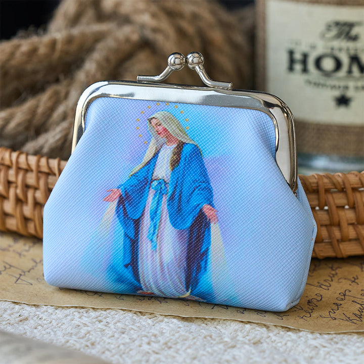Christianartworkshop Sacchetto portarosario con chiusura a scatto della Madonna delle Grazie: un vaso sacro per i tesori dei fedeli. - image 3
