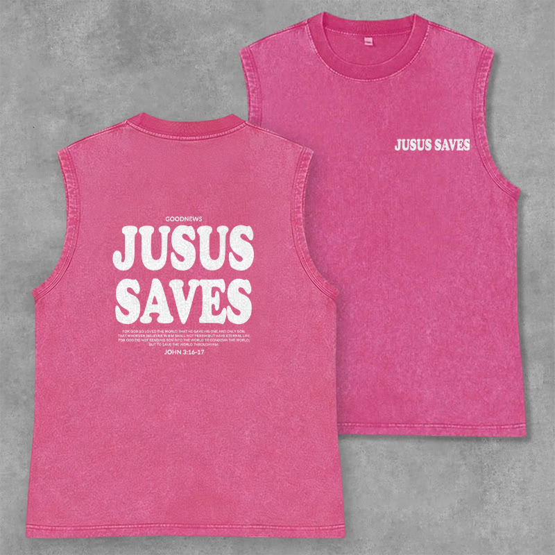 Christianartworkshop Canotta unisex lavata con la scritta "Gesù salva Giovanni 3:16" - Rosa - 2XL - image 0