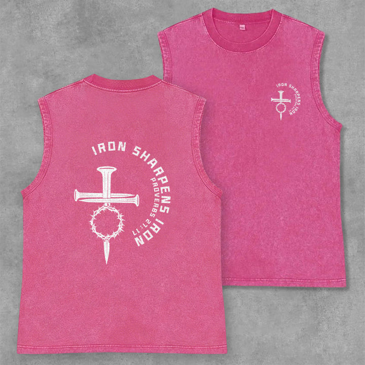 Christianartworkshop Canotta unisex lavata con croce in chiodi Proverbi 27:17 - Rosa - 2XL - image 21
