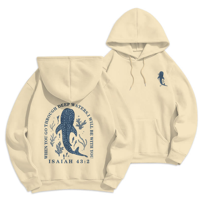 Felpa con cappuccio in poliestere foderata in pile, stile moderno e colorato, con la scritta "Faith Beneath the Waves" Christianartworkshop. - Beige - 2XL - image 3