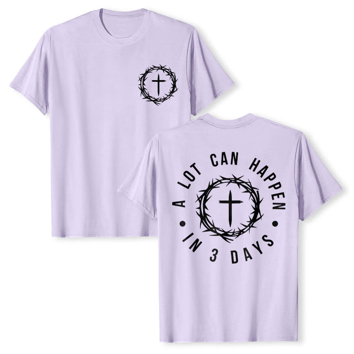 Christianartworkshop Molte cose possono accadere in 3 giorni T-shirt unisex con corona di spine e croce - Viola chiaro - 2XL - image 14