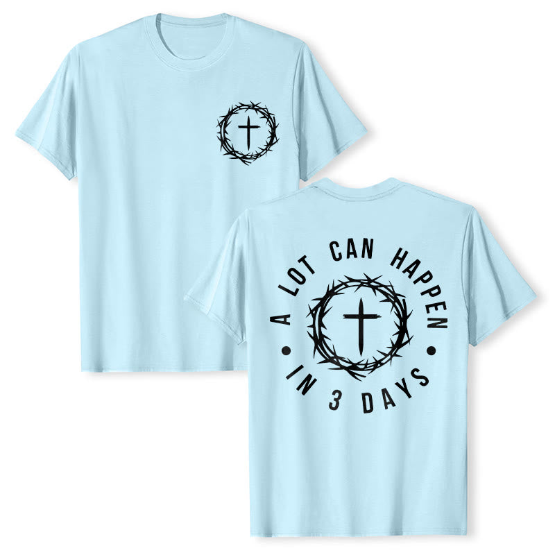 Christianartworkshop Molte cose possono accadere in 3 giorni T-shirt unisex con corona di spine e croce - Azzurro chiaro - 2XL - image 17