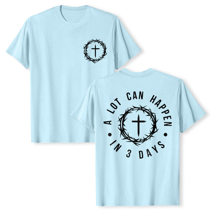 Christianartworkshop Molte cose possono accadere in 3 giorni T-shirt unisex con corona di spine e croce - Azzurro chiaro - 2XL - image 17