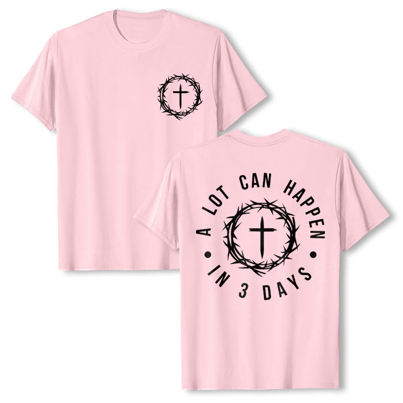 Christianartworkshop Molte cose possono accadere in 3 giorni T-shirt unisex con corona di spine e croce - Rosa chiaro - 2XL - image 26