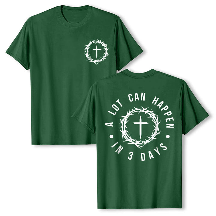Christianartworkshop Molte cose possono accadere in 3 giorni T-shirt unisex con corona di spine e croce - Verde scuro - 2XL - image 2