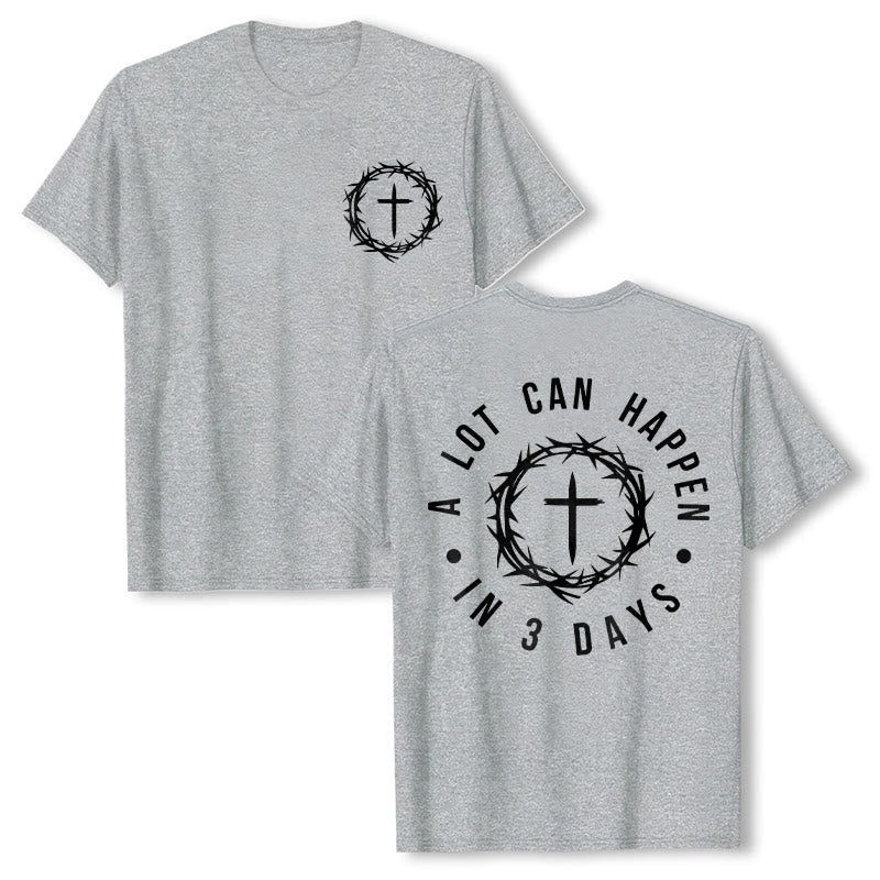 Christianartworkshop Molte cose possono accadere in 3 giorni T-shirt unisex con corona di spine e croce - Grigio - 2XL - image 11