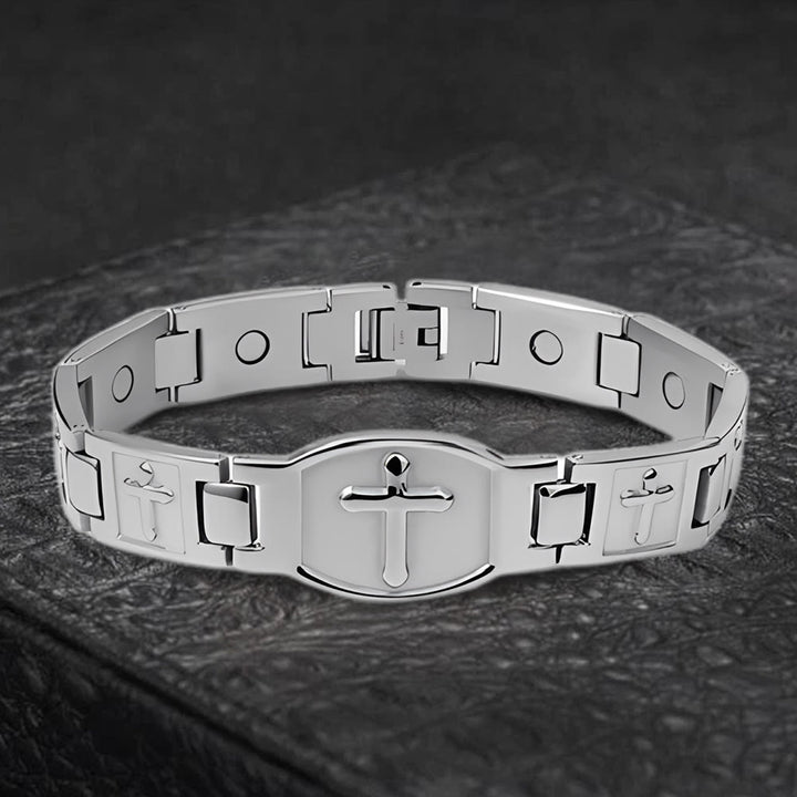 Christianartworkshop Bracciale a maglie con croce incisa: simbolo di forza divina e fede. - Argento - image 11