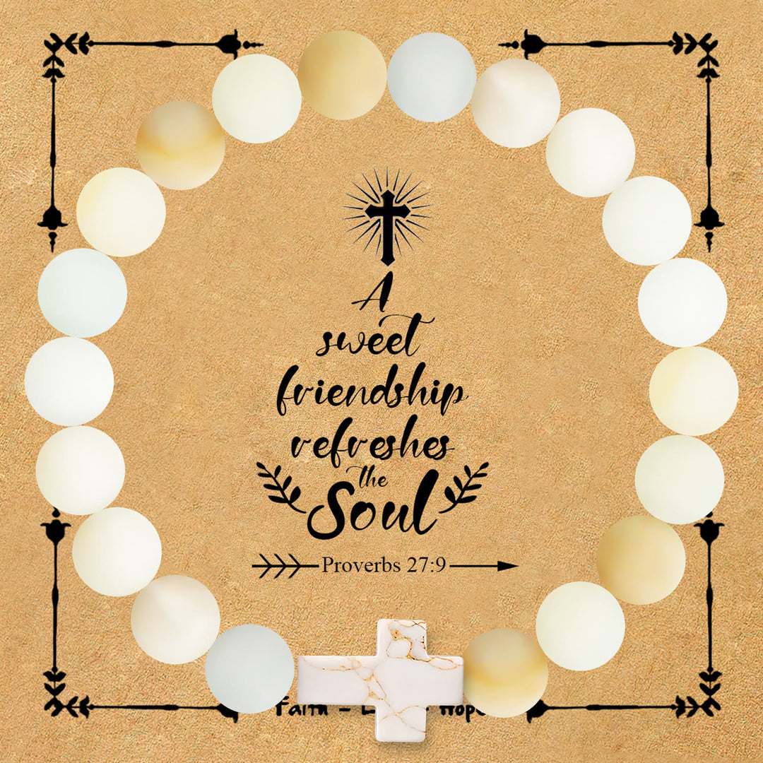 Christianartworkshop Bracciale con croce in pietra naturale e cartoncino con versetto Proverbi 27:9: simbolo di amicizia e grazia divine. - Pietra amazzonica - image 3