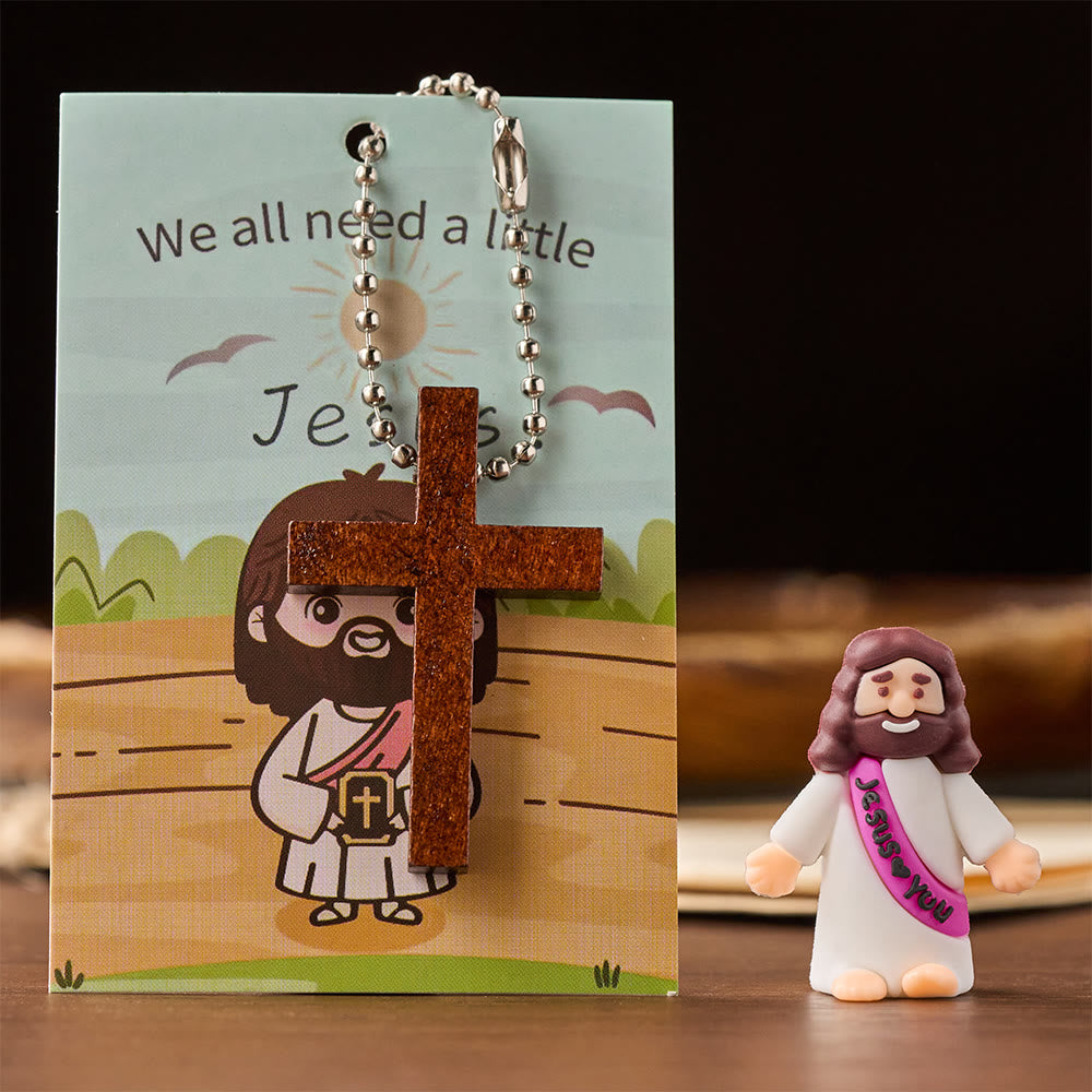Christianartworkshop Set di mini statuette di Gesù con cartoncino con versetto biblico e ciondolo a croce: simbolo di gioia divina e fede. - image 7