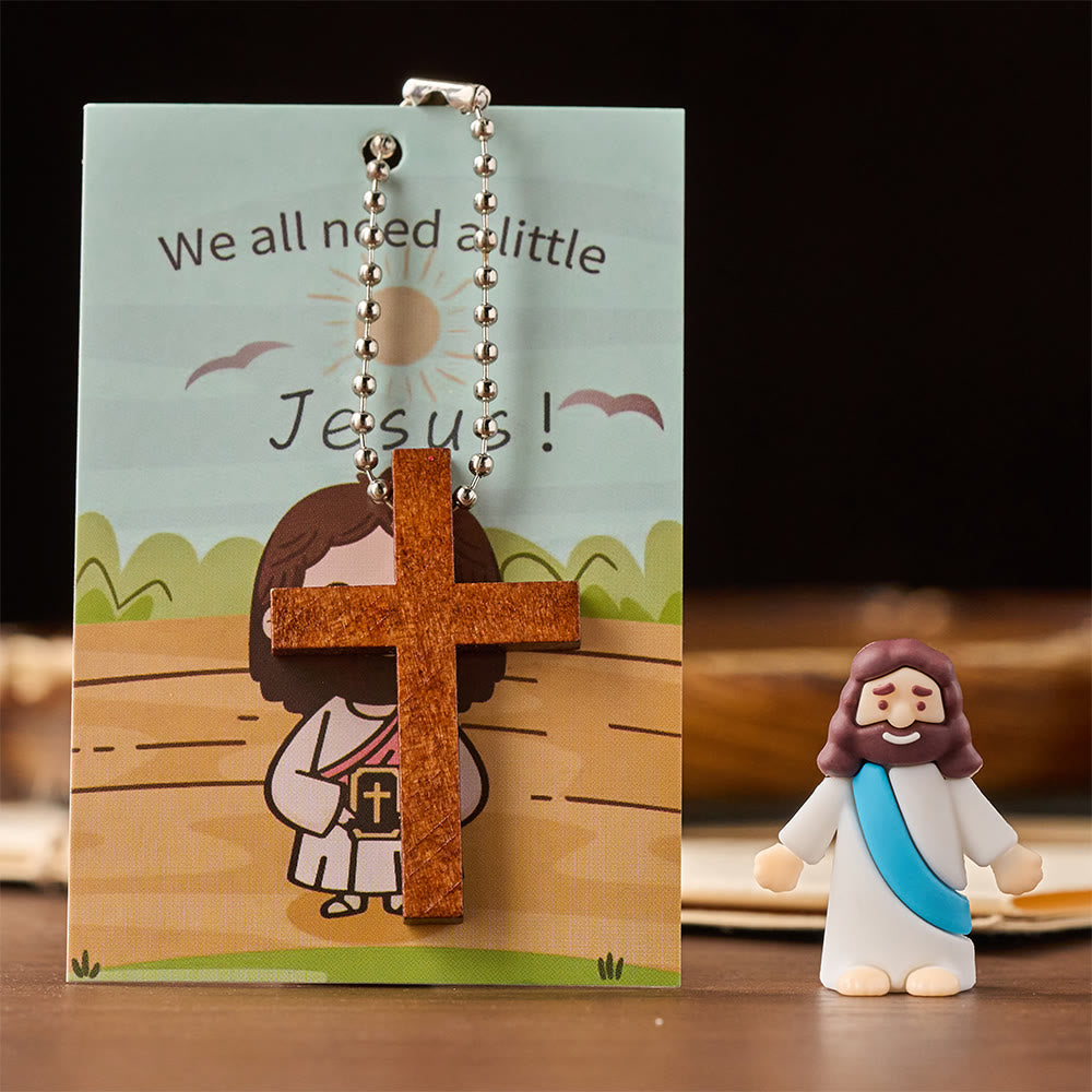 Christianartworkshop Set di mini statuette di Gesù con cartoncino con versetto biblico e ciondolo a croce: simbolo di gioia divina e fede. - image 5