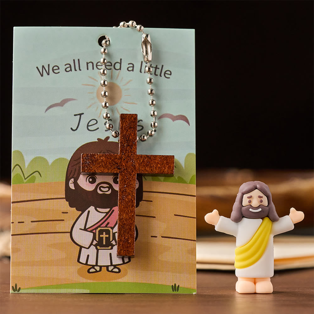 Christianartworkshop Set di mini statuette di Gesù con cartoncino con versetto biblico e ciondolo a croce: simbolo di gioia divina e fede. - image 9