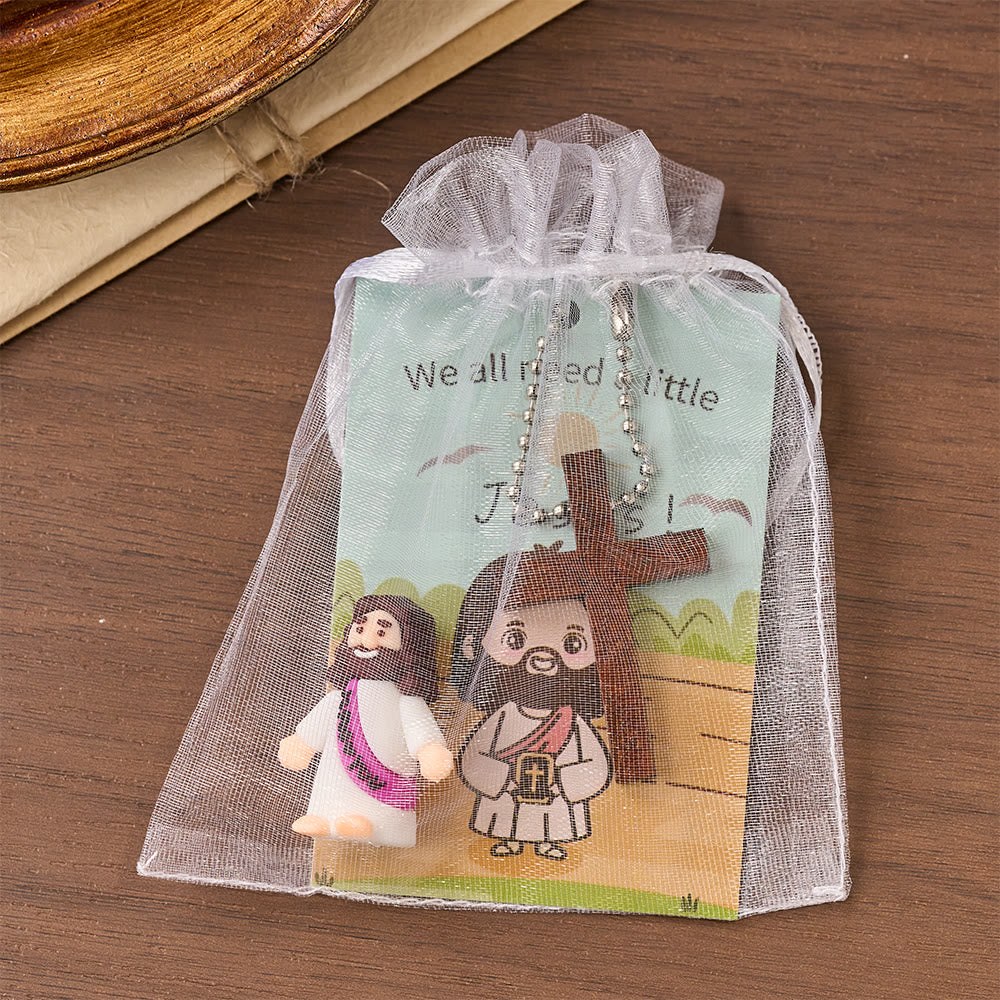 Christianartworkshop Set di mini statuette di Gesù con cartoncino con versetto biblico e ciondolo a croce: simbolo di gioia divina e fede. - image 8