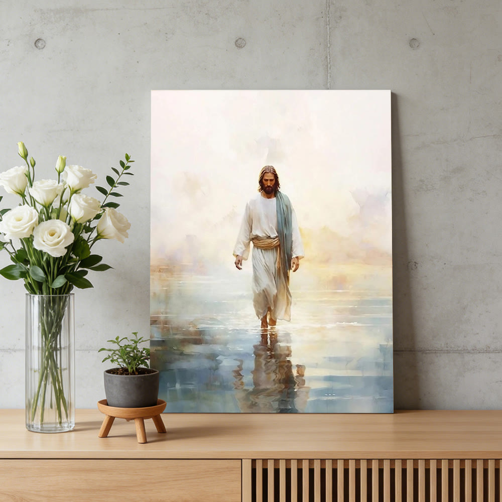Christianartworkshop Stampa artistica da parete "Cristo sereno sull'acqua": un simbolo di coraggio e fiducia divini. - image 2