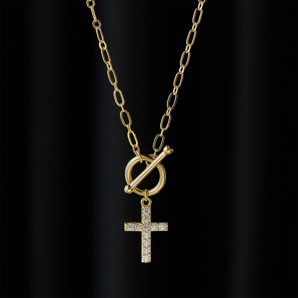 Christianartworkshop Collana con croce a moschettone e pavé di zirconi: simbolo di fede sacra e grazia senza sforzo - image 1