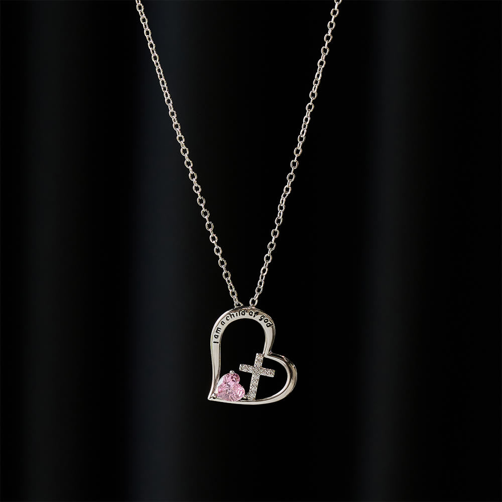 Christianartworkshop Collana con croce a cuore e zirconi "I Am a Child of God": un simbolo di identità celeste. - image 2