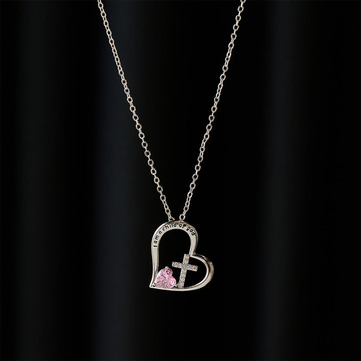 Christianartworkshop Collana con croce a cuore e zirconi "I Am a Child of God": un simbolo di identità celeste. - image 2