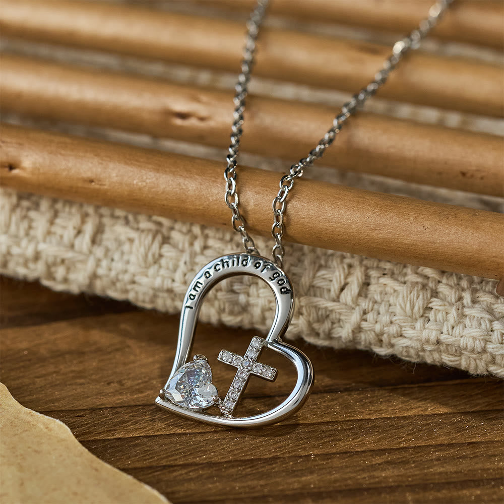 Christianartworkshop Collana con croce a cuore e zirconi "I Am a Child of God": un simbolo di identità celeste. - Bianco - image 4