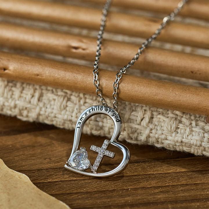 Christianartworkshop Collana con croce a cuore e zirconi "I Am a Child of God": un simbolo di identità celeste. - Bianco - image 4