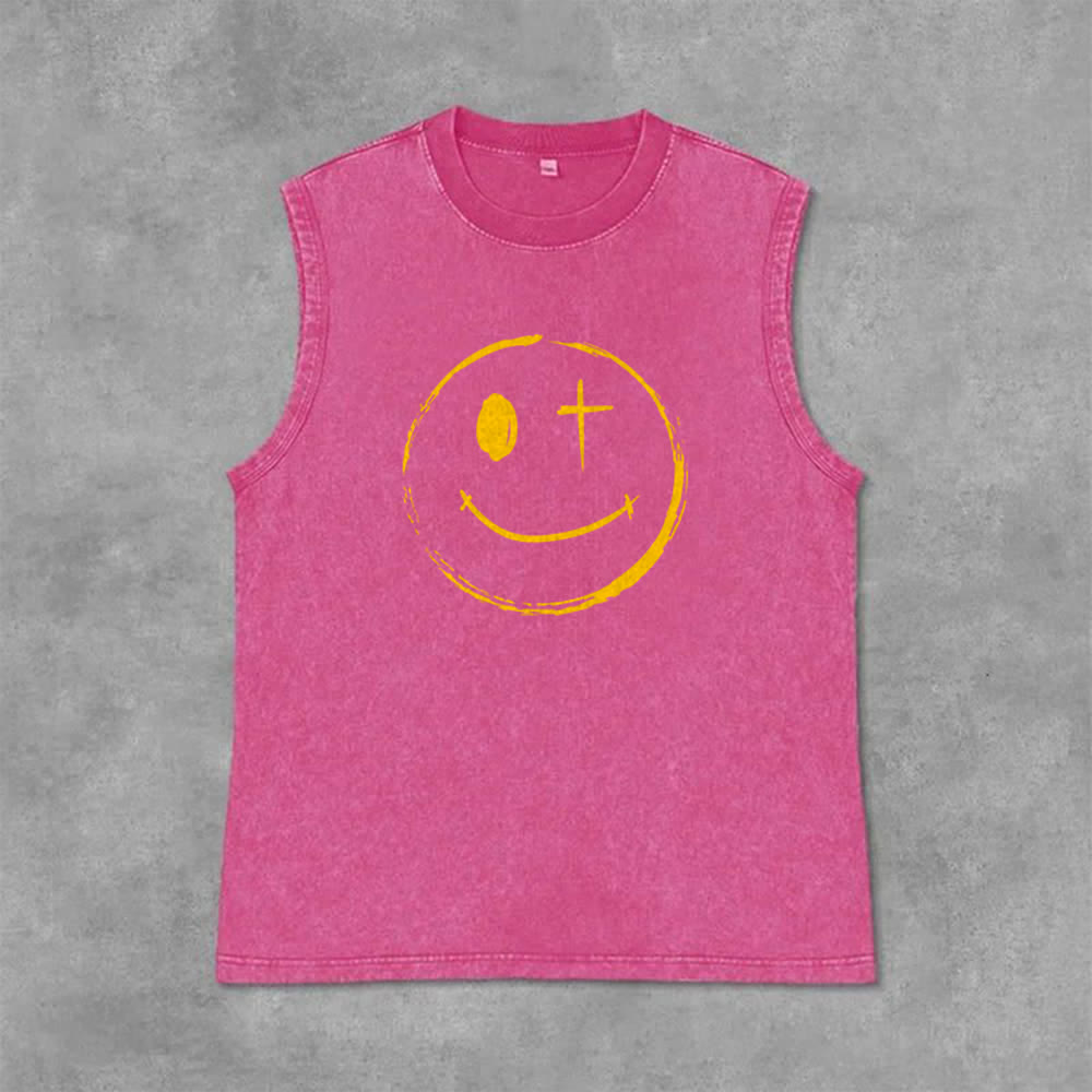 Christianartworkshop Canotta unisex con stampa "Jesus Saves" e faccina sorridente - image 33