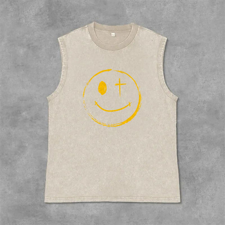 Christianartworkshop Canotta unisex con stampa "Jesus Saves" e faccina sorridente - image 26