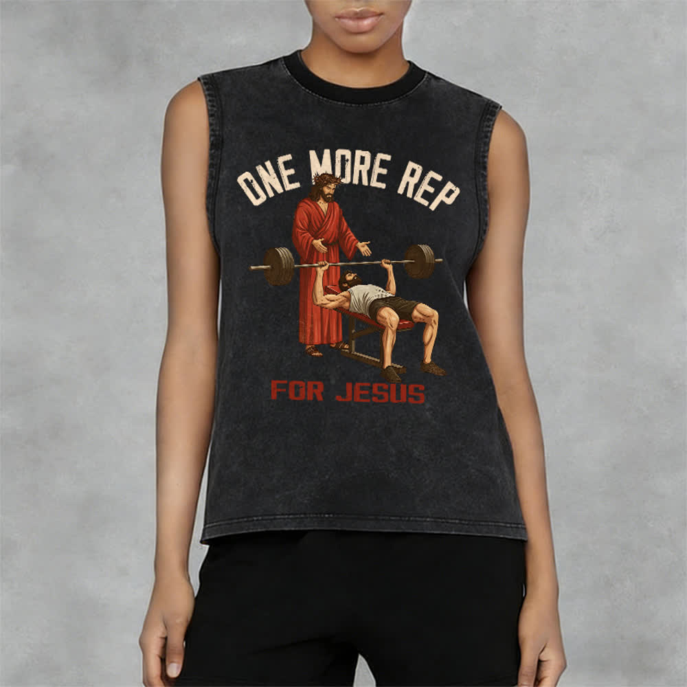 Christianartworkshop Canotta unisex lavata "One More Rep For Jesus" - image 2