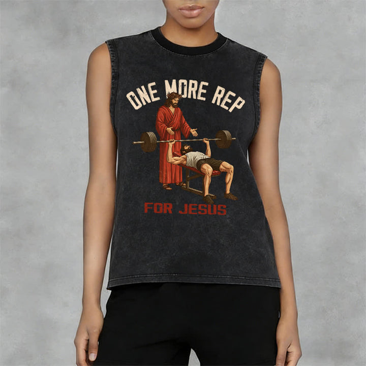 Christianartworkshop Canotta unisex lavata "One More Rep For Jesus" - image 2