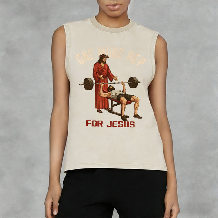 Christianartworkshop Canotta unisex lavata "One More Rep For Jesus" - image 8