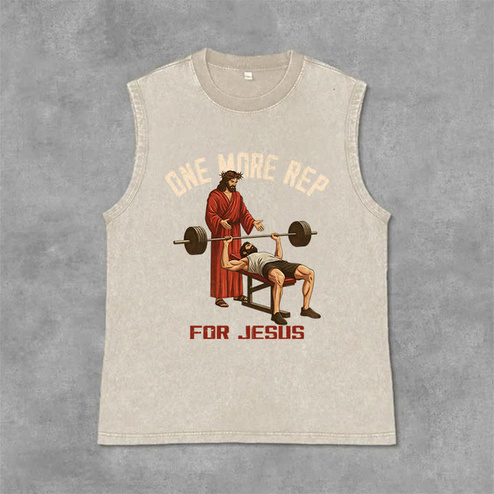 Christianartworkshop Canotta unisex lavata "One More Rep For Jesus" - Beige - 2XL - image 6