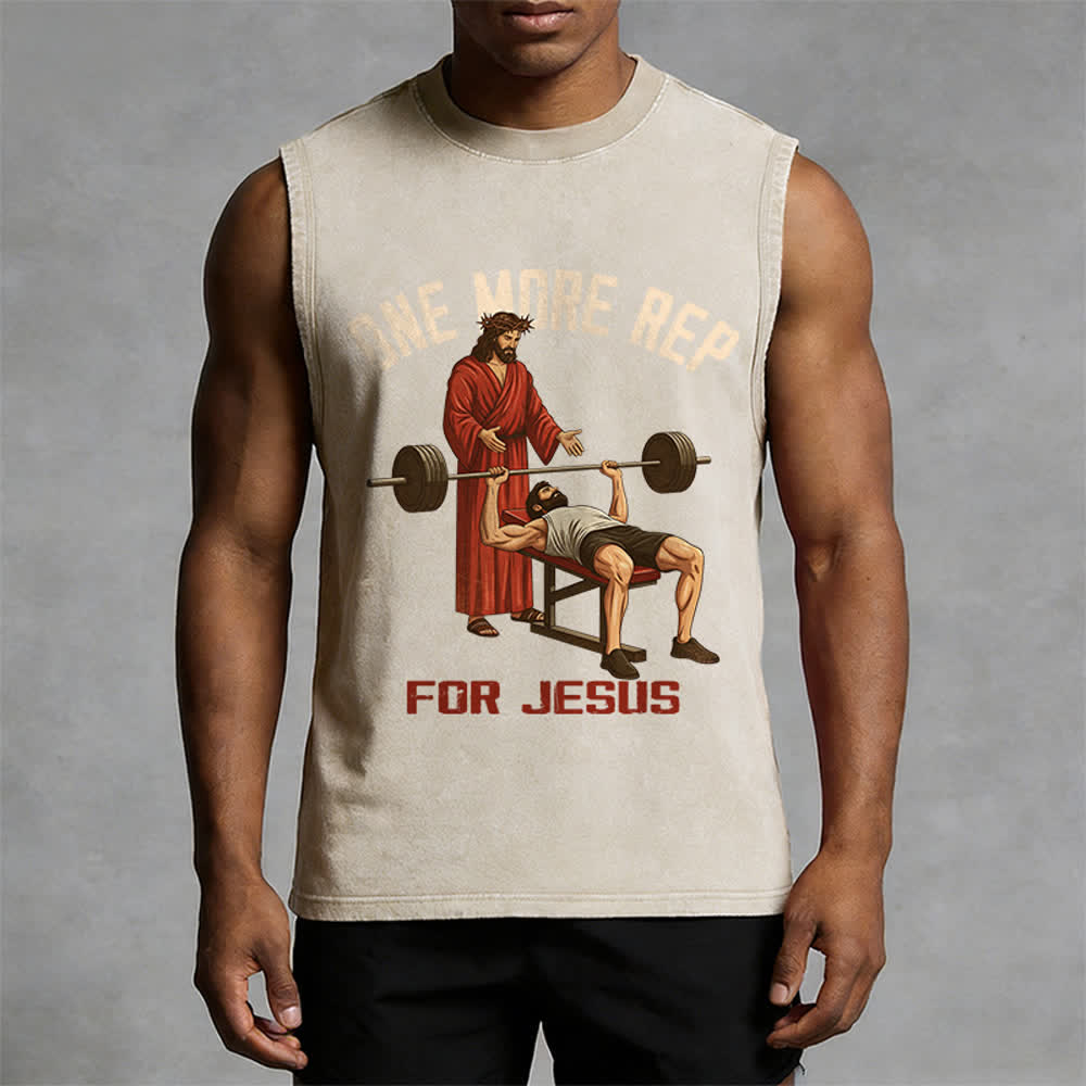 Christianartworkshop Canotta unisex lavata "One More Rep For Jesus" - image 7