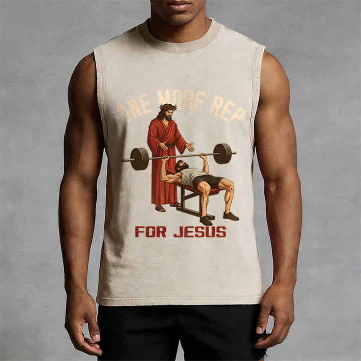 Christianartworkshop Canotta unisex lavata "One More Rep For Jesus" - image 7