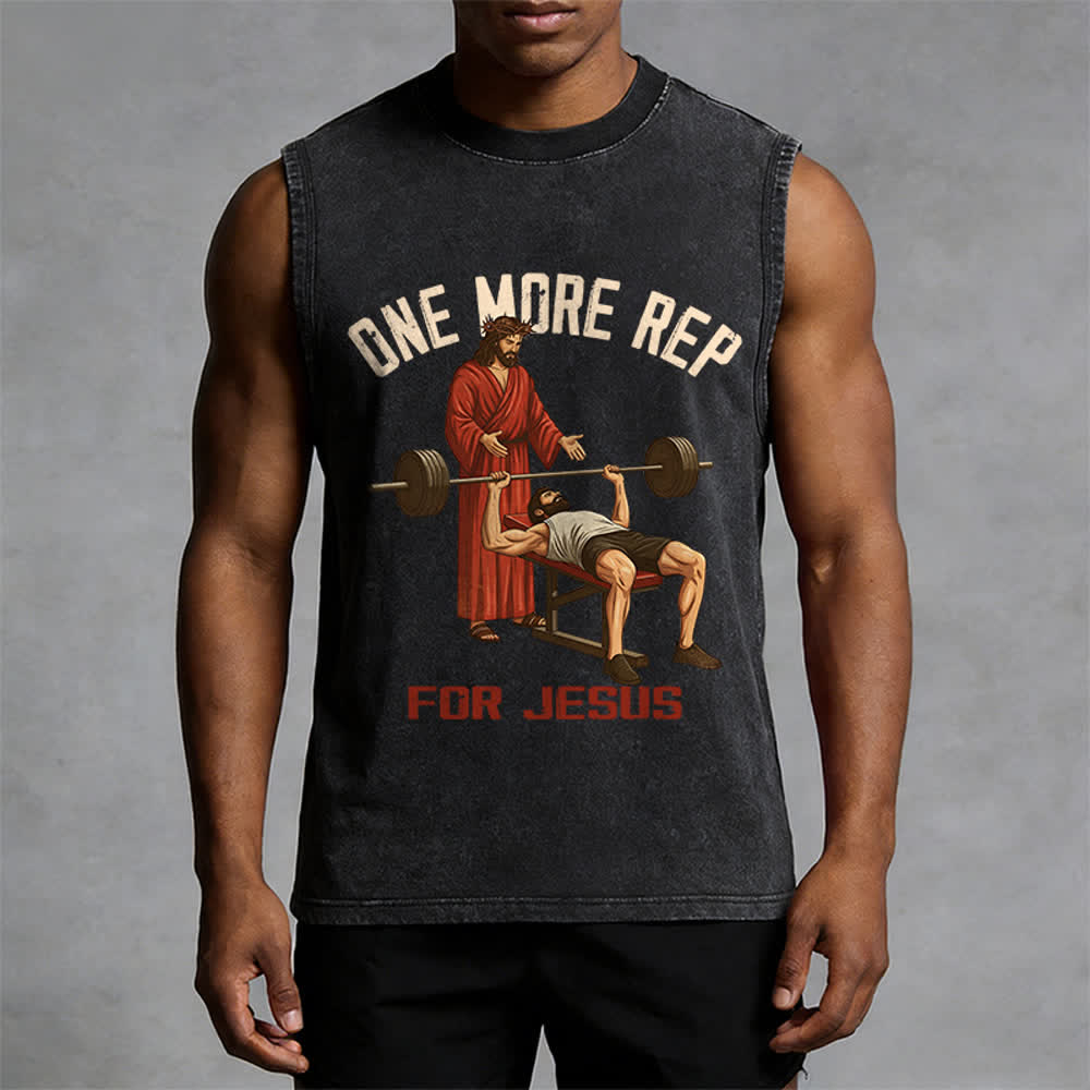 Christianartworkshop Canotta unisex lavata "One More Rep For Jesus" - image 1