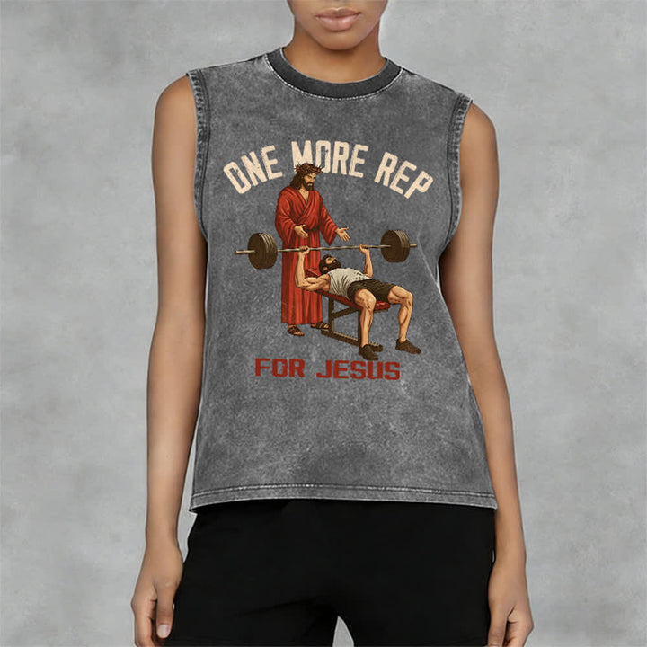 Christianartworkshop Canotta unisex lavata "One More Rep For Jesus" - image 5