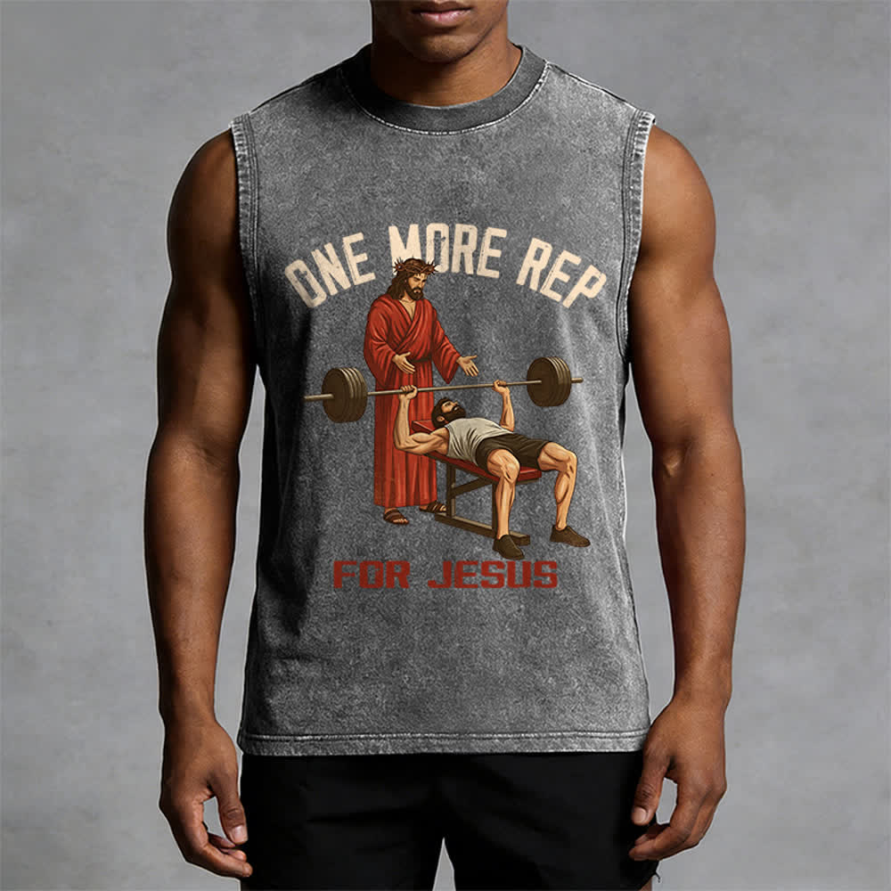 Christianartworkshop Canotta unisex lavata "One More Rep For Jesus" - image 4