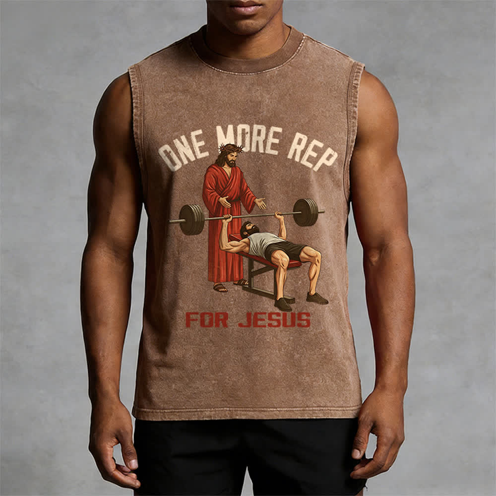 Christianartworkshop Canotta unisex lavata "One More Rep For Jesus" - image 13