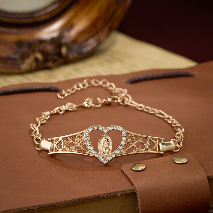 Christianartworkshop Bracciale della Madonna in filigrana d'oro con aureola di zirconi: simbolo di devozione mariana e grazia divina. - Nostra Signora - image 0