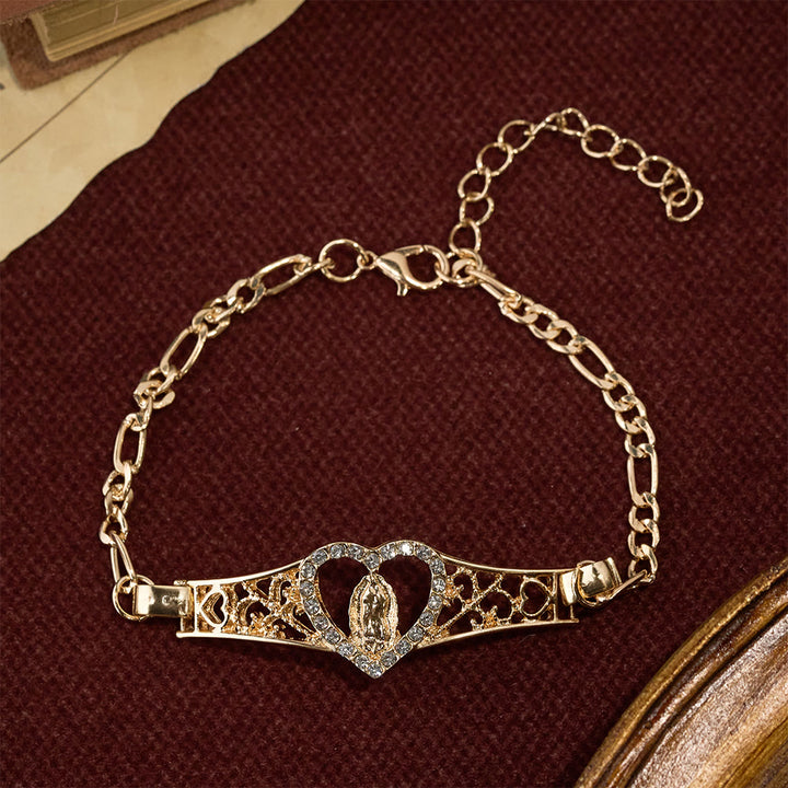 Christianartworkshop Bracciale della Madonna in filigrana d'oro con aureola di zirconi: simbolo di devozione mariana e grazia divina. - image 2