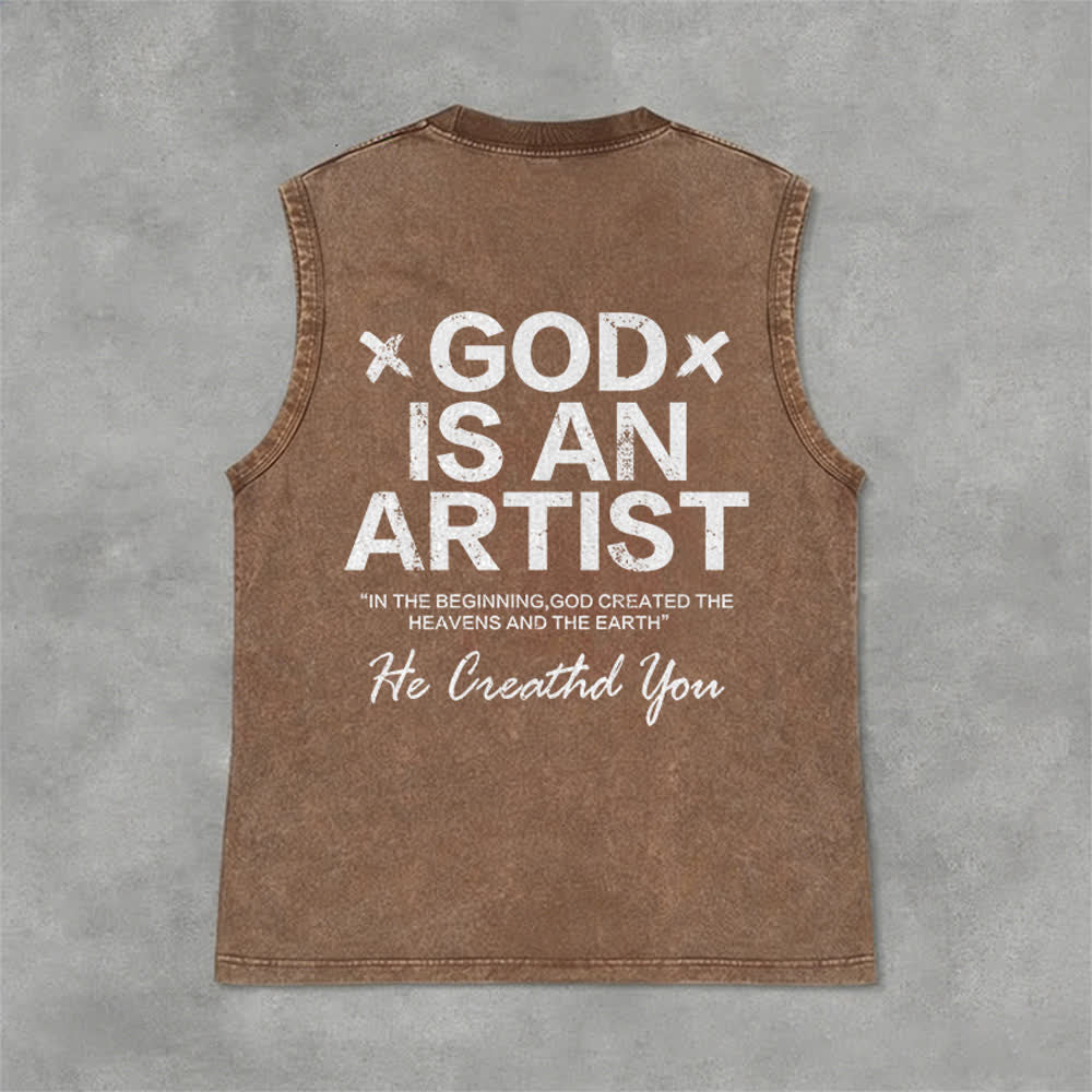 Christianartworkshop Canotta unisex "Dio è un artista" - Marrone - 2XL - image 0