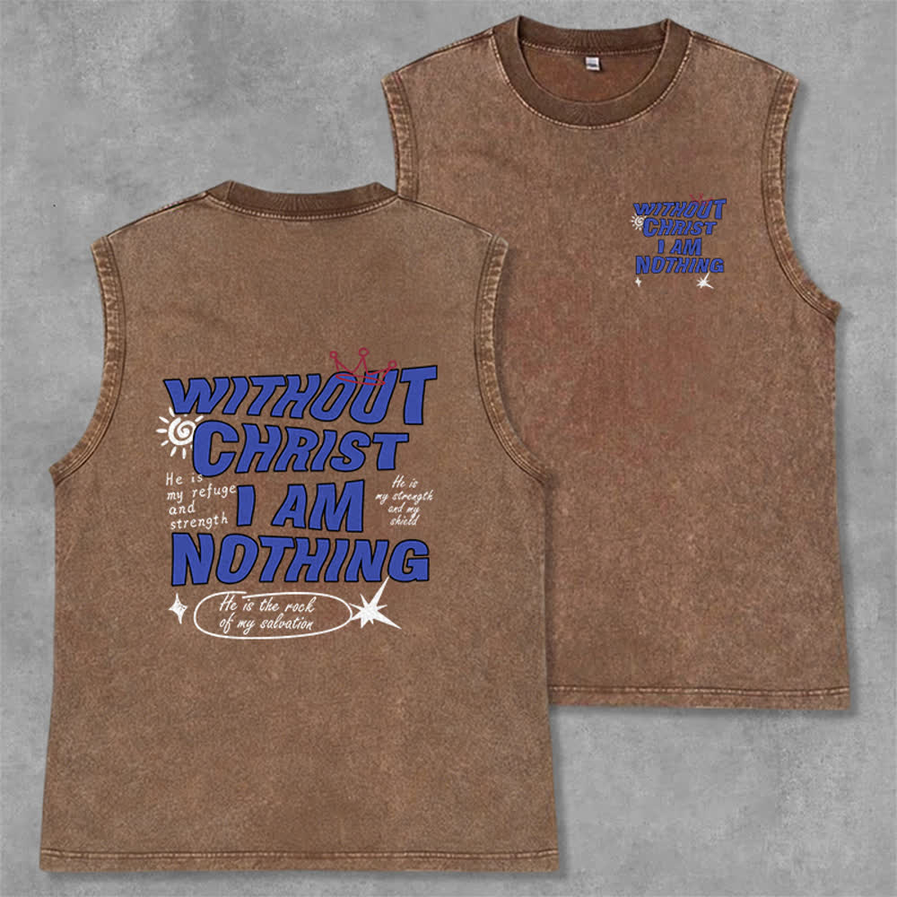 Christianartworkshop Canotta unisex lavata "Senza Cristo non sono niente" - Marrone - 2XL - image 28