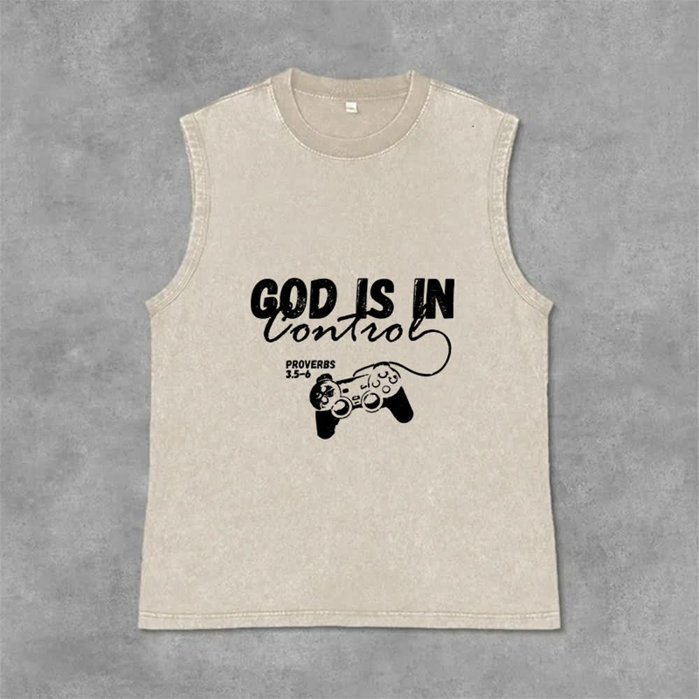 Christianartworkshop Canotta unisex lavata con la scritta "Dio ha il controllo" - Beige - 2XL - image 6