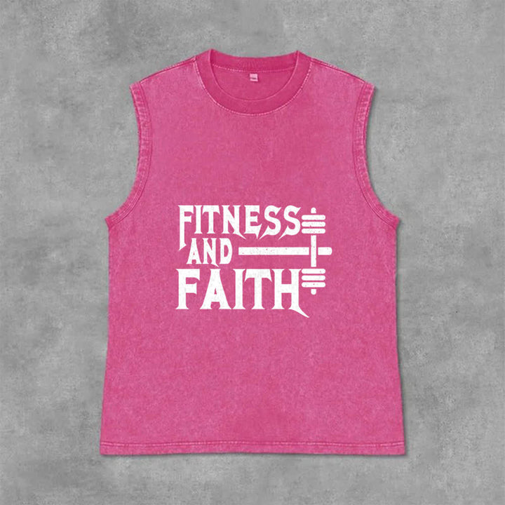 Christianartworkshop Canotta unisex Fitness And Faith con effetto lavato - Rosa - 2XL - image 9