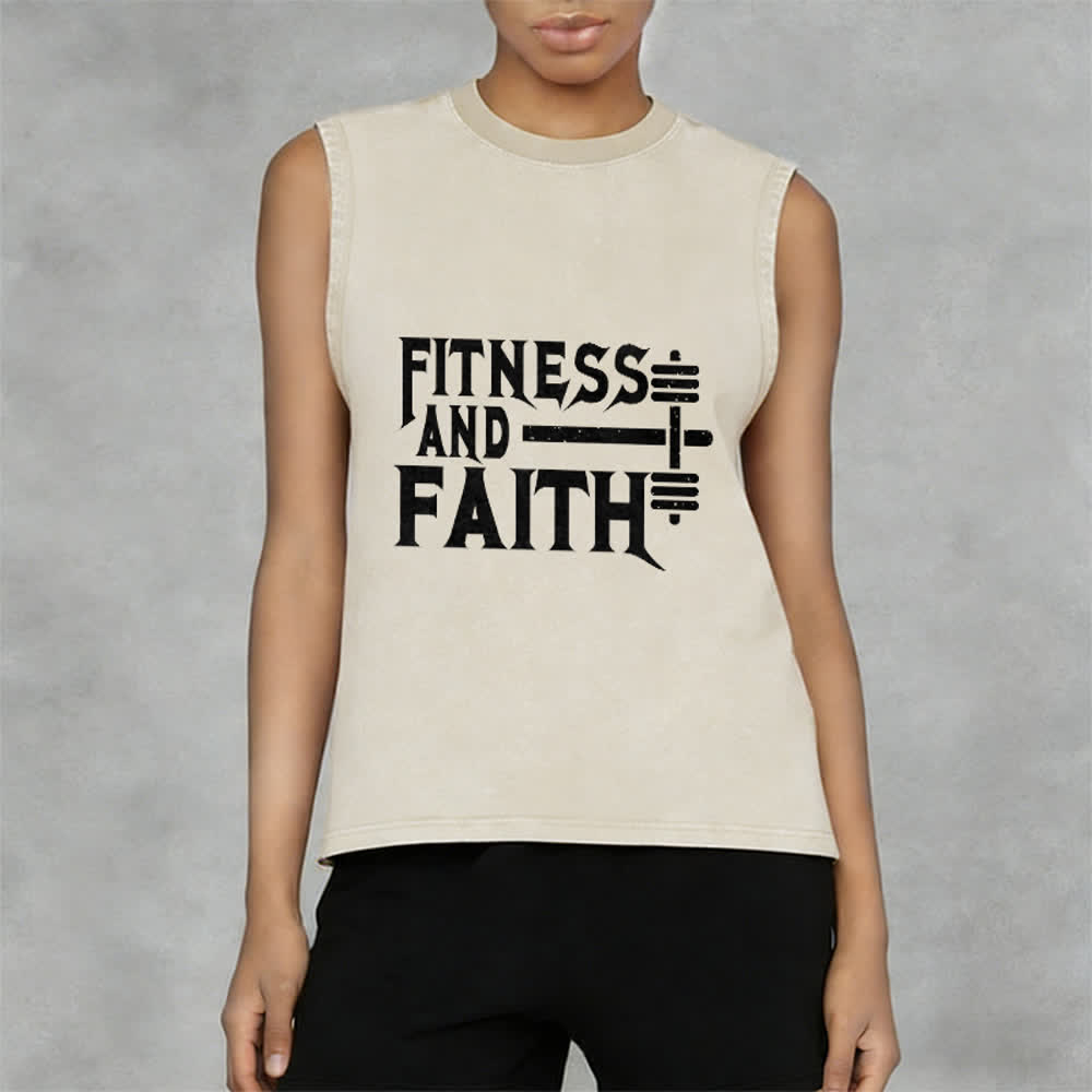 Christianartworkshop Canotta unisex Fitness And Faith con effetto lavato - image 8