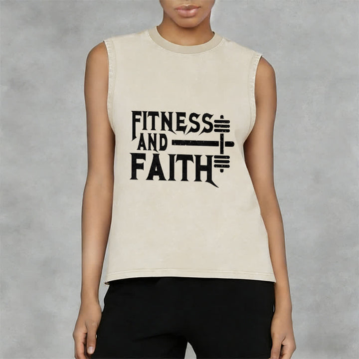 Christianartworkshop Canotta unisex Fitness And Faith con effetto lavato - image 8
