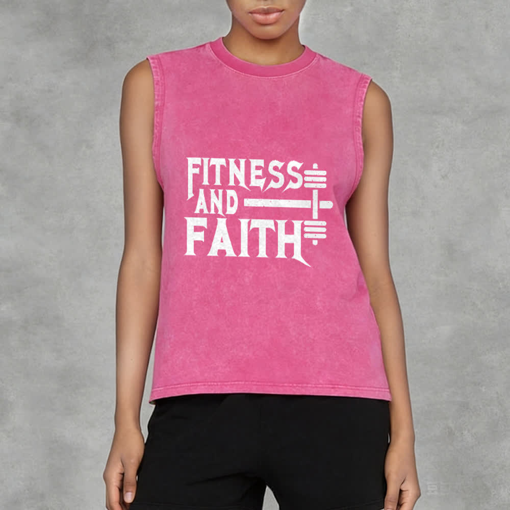 Christianartworkshop Canotta unisex Fitness And Faith con effetto lavato - image 11